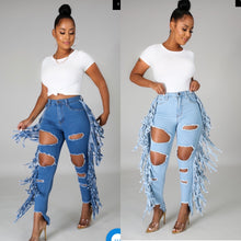Load image into Gallery viewer, It’s The Fringe Jeans Med Wash (Sm-xLrg)