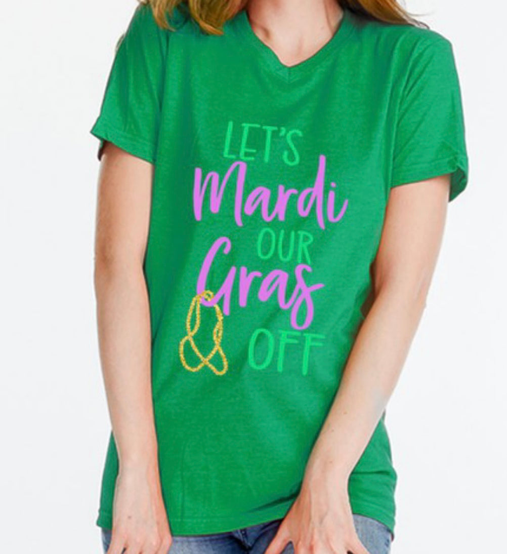 Let’s Mardi Gras Green Tee(Sm-2x)